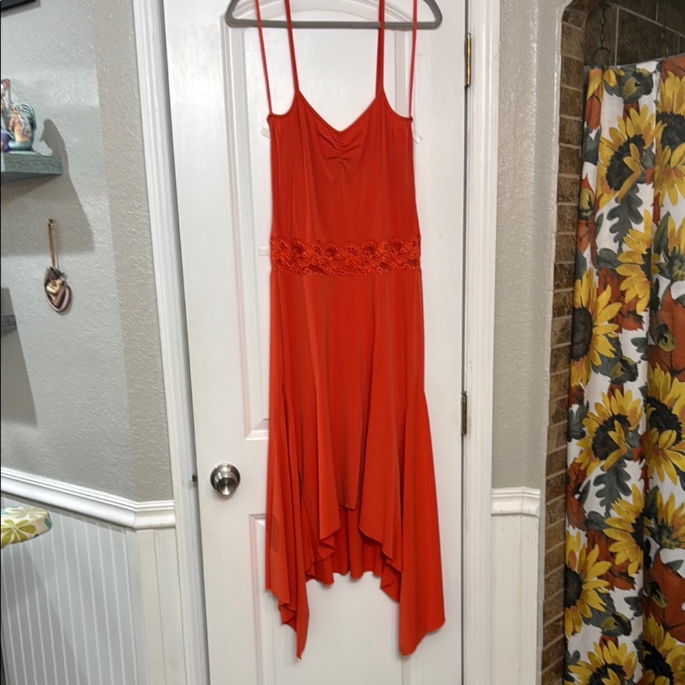 Elegant Coral Sleeveless Dress
